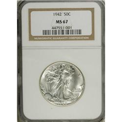 1942 50C MS67 NGC. This essentially brilliant Superb G 