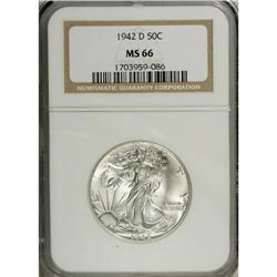 1942-D 50C MS66 NGC. A well struck and brilliant Premi 