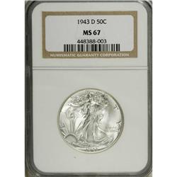 1943-D 50C MS67 NGC. Well struck with hardly any tonin 