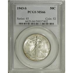 1943-S 50C MS66 PCGS. A well struck short-set represen 
