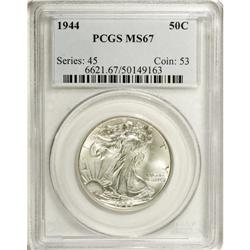1944 50C MS67 PCGS. A sharply struck Superb Gem exampl 
