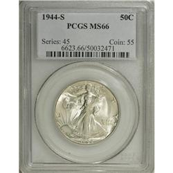 1944-S 50C MS66 PCGS. This well struck Premium Gem has 