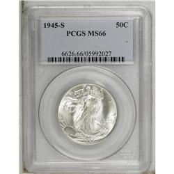 1945-S 50C MS66 PCGS. Pleasing luster emanates from we 