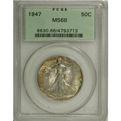 1947 50C MS66 PCGS. A delightful Premium Gem with sati 