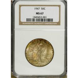 1947 50C MS67 NGC. Gorgeous lustrous, unabraded surfac 