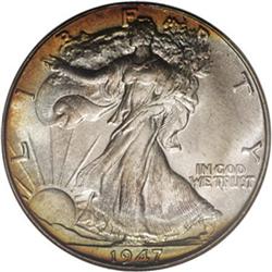 1947-D 50C MS67 PCGS. Beautiful powder-blue, orange, a 