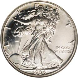 1936 50C PR65 NGC. This bright Gem proof displays mild 