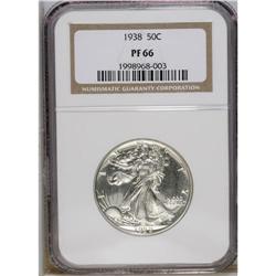 1938 50C PR66 NGC. A deeply reflective and crisply str 