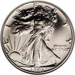 1941 50C PR68 NGC. The 1941 proof half dollar is seen 