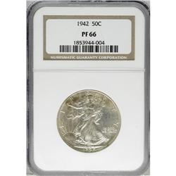 1942 50C PR66 NGC. This eye-catching Premium Gem proof 