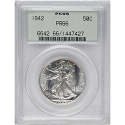 1942 50C PR66 PCGS. This lustrous and decisively struc 