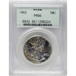 1942 50C PR66 PCGS. Light dashes of golden-brown, aqua 