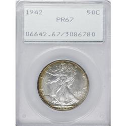 1942 50C PR67 PCGS. Pleasing bands of lime and golden- 