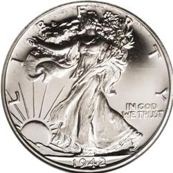 1942 50C PR66 Cameo NGC. Like its 1941 brethren, 1942 