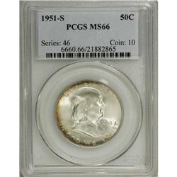 1951-S 50C MS66 PCGS. Highly lustrous surfaces exhibit 