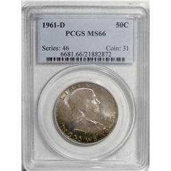 1961-D 50C MS66 PCGS. Gorgeously toned with dove-gray 
