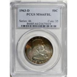 1963-D 50C MS66 Full Bell Lines PCGS. Rainbow iridesce 