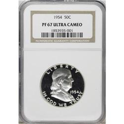 1954 50C PR67 Ultra Cameo NGC. A couple of tiny milk s 