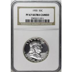 1955 50C PR67 Ultra Cameo NGC. A sharply struck Superb 