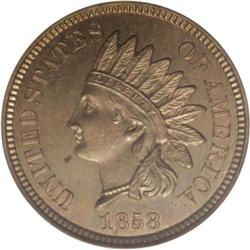 1858 P1C Indian Cent, Judd-212, Pollock-263, R.4, PR64 
