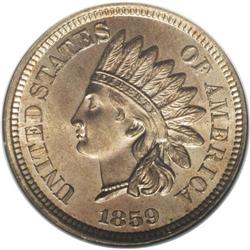 1859 P1C Indian Cent, Judd-228, Pollock-272, R.1, MS65 