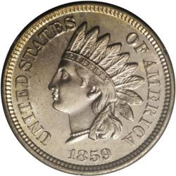 1859 P1C Indian Cent, Judd-228, Pollock-272, R.1, MS65 