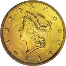 1849 G$1 No L MS66 PCGS. This is a remarkably, sharply 