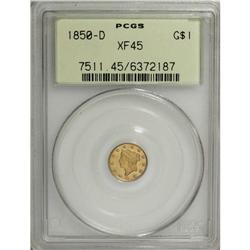 1850-D G$1 XF45 PCGS. Variety 2-C. This radiant honey- 