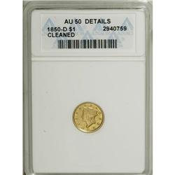 1850-D G$1 --Cleaned--ANACS. AU50 Details. 