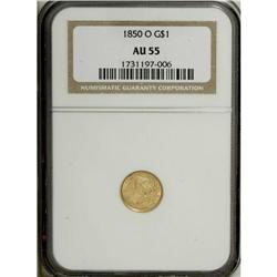 1850-O G$1 AU55 NGC. A lightly circulated but partly l 