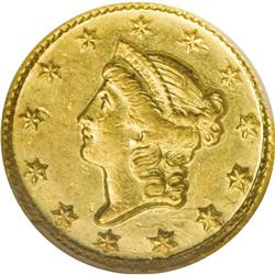 1851-D G$1 MS61 NGC. Variety 3-D. With only 9,882 piec 