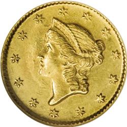 1852-D G$1 AU58 NGC. Variety 4-F. A scarce coin in all 