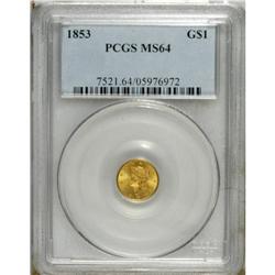1853 G$1 MS64 PCGS. This crisply struck, diminutive do 