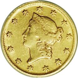 1853-D G$1 XF45 ANACS. Variety 5-G. Identifiable by th 