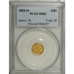 1853-O G$1 MS62 PCGS. The 1853-O gold dollar, while av 