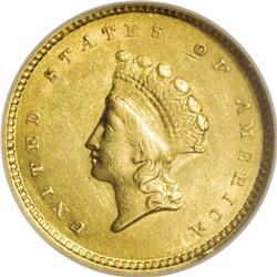 1854 G$1 Type Two MS61 NGC. A nicely lustrous and refr 