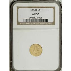 1855-O G$1 AU50 NGC. A rather pleasing New Orleans iss 