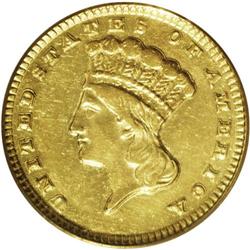 1857-D G$1 AU55 PCGS. Variety 9-L, the only variety fo 