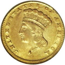 1858-D G$1 --Misaligned Dies--AU55 PCGS. Variety 10-M. 