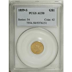 1859-S G$1 AU50 PCGS. Well struck with plenty of origi 