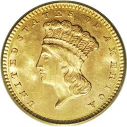 1860 G$1 MS64 PCGS. The 1860 has a relatively low mint 