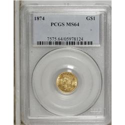 1874 G$1 MS64 PCGS. Fresh, original luster is the defi 
