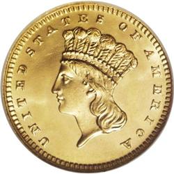 1880 G$1 MS68 NGC. The 1880 gold dollar has a high sur 