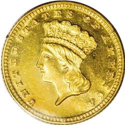1889 G$1 PR65 PCGS. A glorious Gem proof gold dollar, 