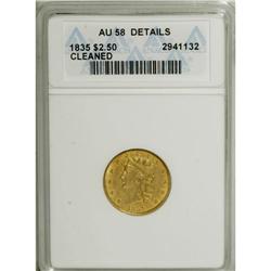 1835 $2 1/2 --Cleaned--ANACS. AU58 Details. McCloskey-1 