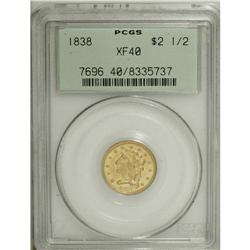 1838 $2 1/2 XF40 PCGS. Breen-6146, R.2. This lightly w 