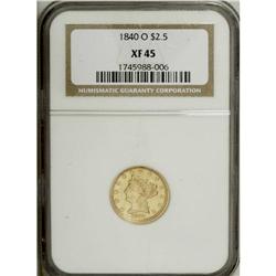 1840-O $2 1/2 XF45 NGC. Lightly worn and still lustrou 