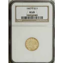 1842-O $2 1/2 XF45 NGC. A softly struck quarter eagle 
