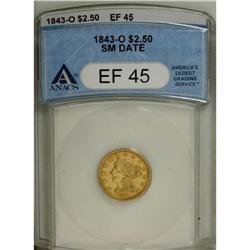 1843-O $2 1/2 Small Date, Crosslet 4 XF45 ANACS. This 