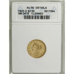 1843-O $2 1/2 Small Date, Crosslet 4--Cleaned--ANACS. 